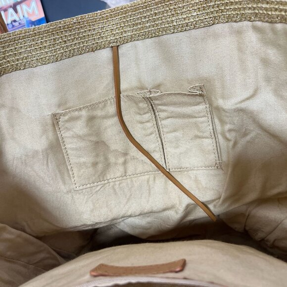 Talbots Medium Straw Tote With Leather Handles  Durable Design Ideal For Carryin - Picture 5 of 7